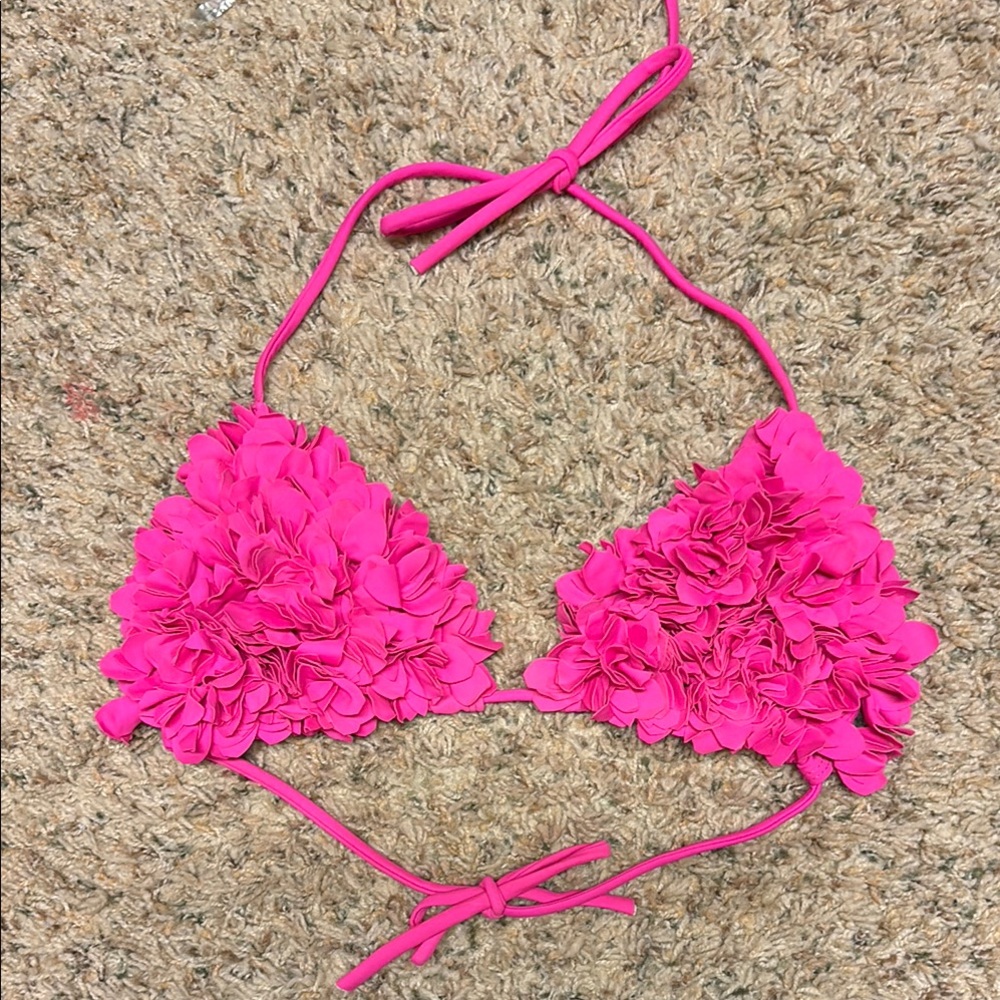Vibrant Pink Floral Bikini Top